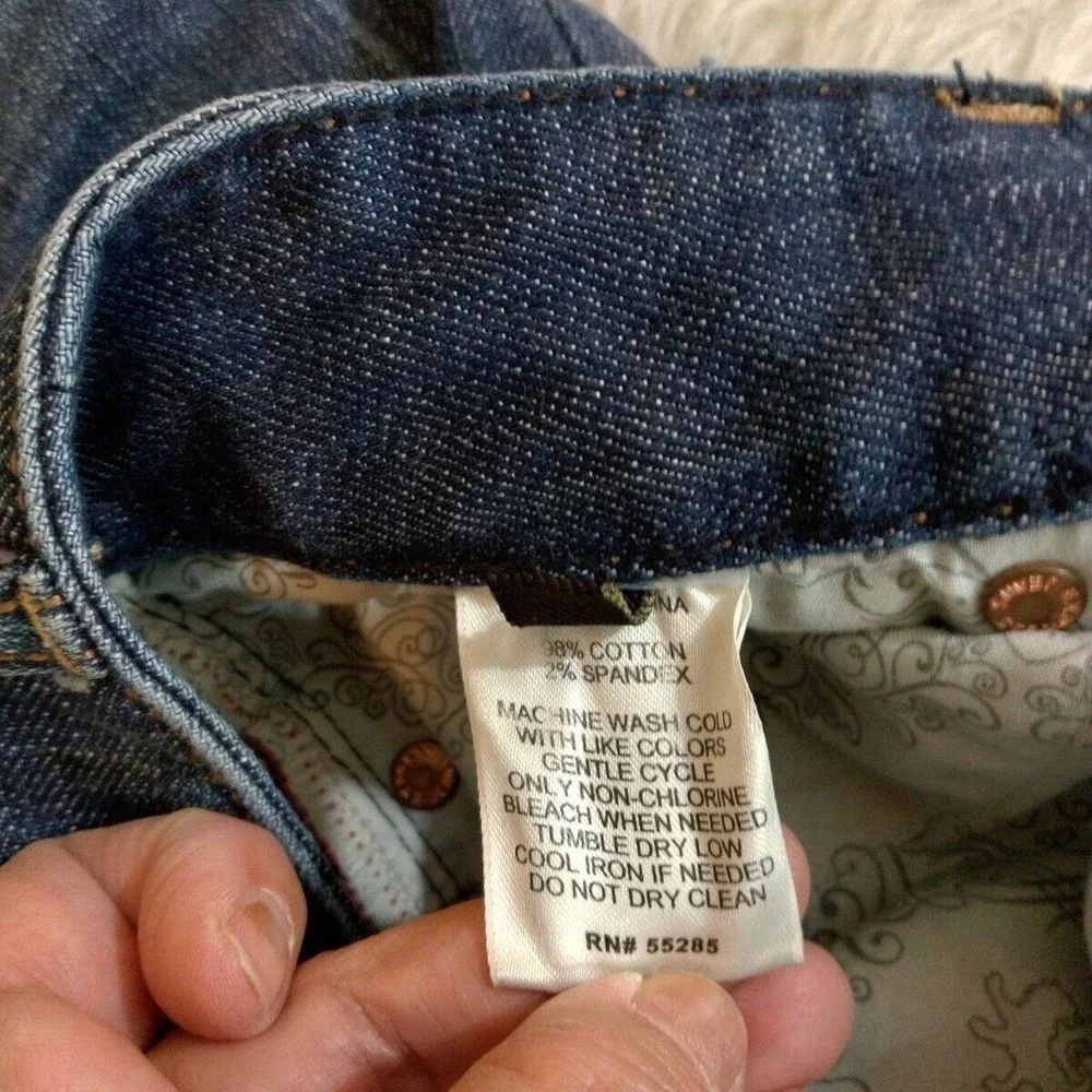 VTG Express Jeans Sz 0 Blue Denim Distressed Straight Leg Jeans Womens Mid RIse - Picture 9 of 9